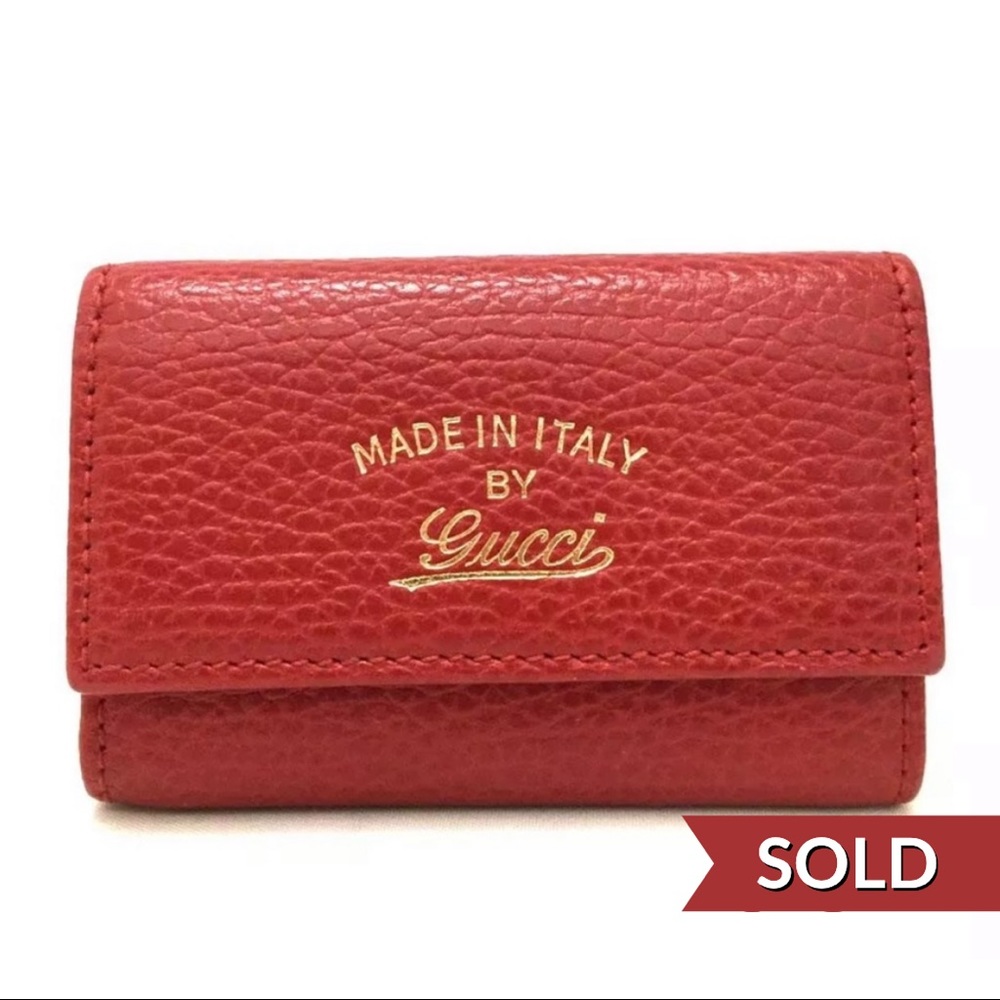 Gucci Trademark Red Key Case & Card Holder - Picture 1 of 9
